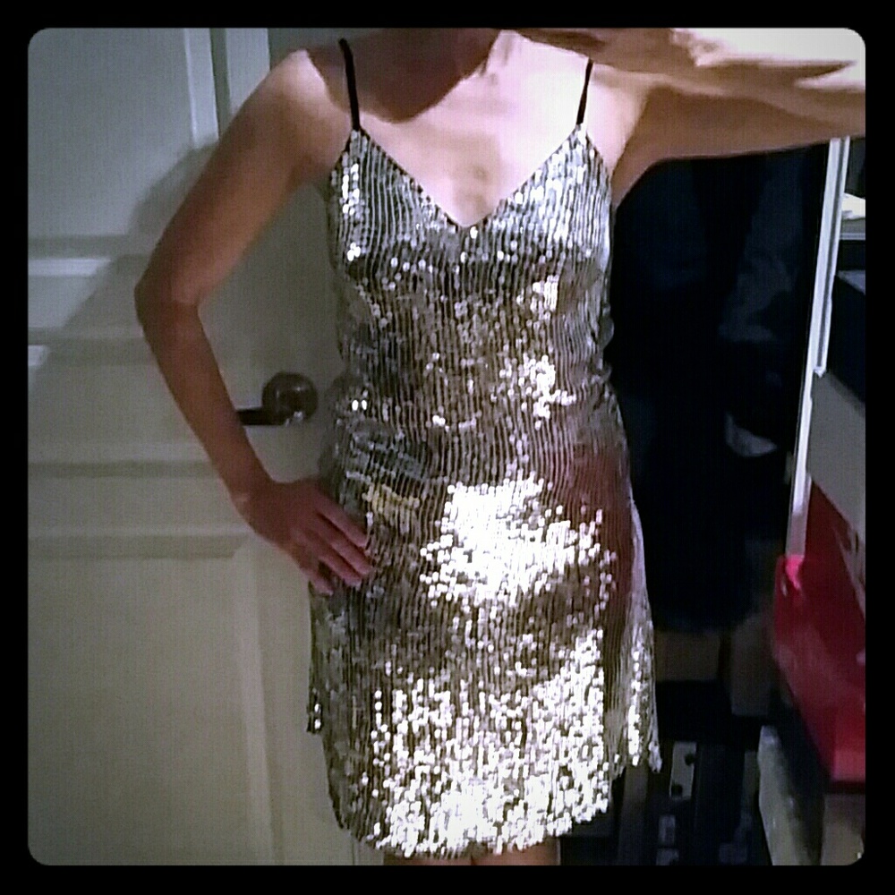 Tracy Reese silver sequin dress. Size P